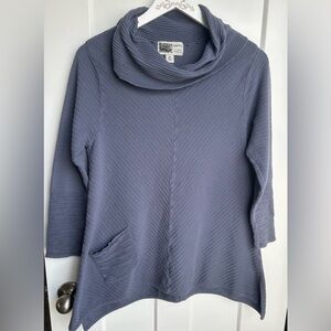 Habitat Clothes to Live In M Textured Cowl Neck Tunic Top Lagenlook Artsy Boho